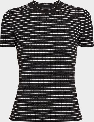 Emporio Armani Striped Crewneck Rib Knit Tee