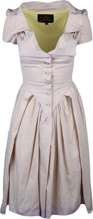 Vivienne Westwood Fitted Cotton Dress With Button Closure And Gathered Skirt