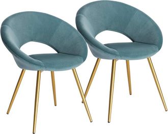 Woltu Woltu Sedia Sala Da Pranzo Cucina Salotto Ufficio Gambe Gold In Metallo Velluto 2x Azzurro