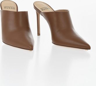 Francesco Russo Leather Mules with Pointed Toe and 11cm Stiletto Heel Francesco Russo