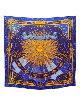 Herm&egrave;s 1990 Carpe Diem 90 scarf - women - Silk - One Size - Blue