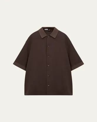Loewe x Paulas Ibiza Mens Washed Satin Short-Sleeve Shirt