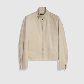 Gucci GG Cotton Canvas Jacket, Size 44, Beige, Ready-to-wear
