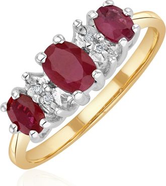The Diamond Store Ruby 0.85ct And Diamond 9K Gold Ring