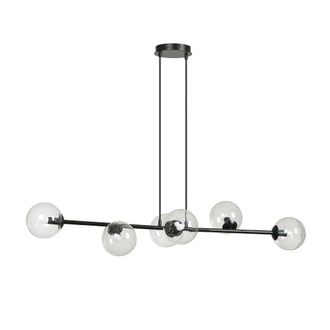 Wonderlamp L&aacute;mpara colgante de metal negro con 6 esferas transparente