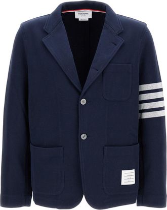 Thom Browne Structured Blue Jacket with Zipper Closure