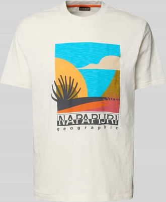 Napapijri T-Shirt mit Label-Print Modell ARBIA in Weiss, Größe XL