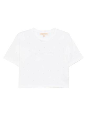 Michael Michael Kors logo studded cotton jersey T-Shirt - women - Cotton - S - White