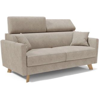 Divani.Store Francy Divano letto matrimoniale con poggiatesta regolabili in tessuto impermeabile e smacchiabile T17 160 cm (mat. 120x197) beige