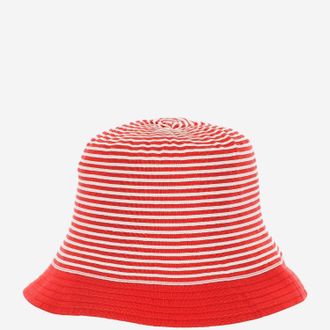 Grevi Womens Striped Grosgrain Bucket Hat Red Cotton