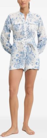 MC2 Saint Barth Tuta corta a fiori - Bianco