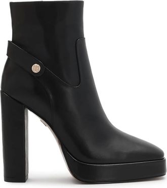 Kazar Schoenen, Dames, Zwart, 41 EU, Leer, Zwarte laarzen met een paal en platform