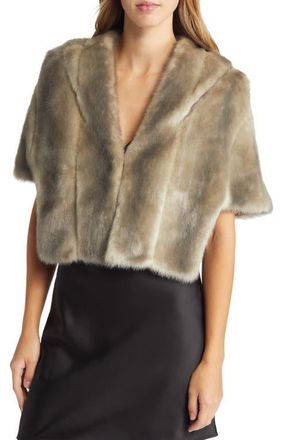 Eliza J Faux Fur Capelet in Grey at Nordstrom, Size X-Large
