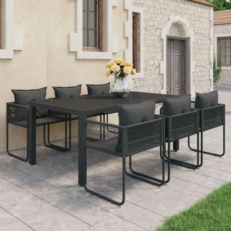 vidaXL Set De Comedor De Jard&iacute;n De 7 Piezas Pvc Rat&aacute;n Negro Vidaxl