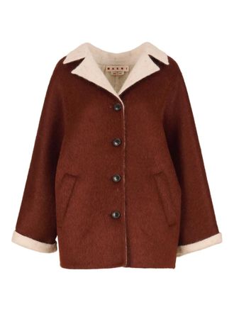 Marni Jack met contrasterende revers en flared mouwen - Bruin