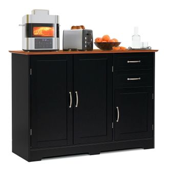 Costway Costway Buffet Cabinet Kitchen Modern Storage Cabinet with Adjustable Shelf in Black