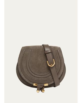 Chlo&eacute; Marcie Small Suede Saddle Crossbody Bag
