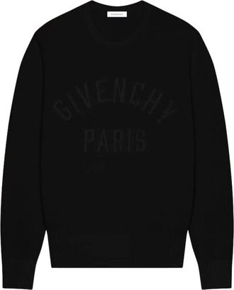 Givenchy Paris Embroidered Crewneck Sweater - Heren - Sweatshirts - Zwart - S - Katoen - Hoodies & sweatvesten