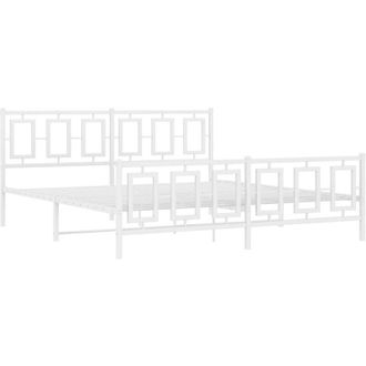 vidaXL Estructura Cama Sin Colch&oacute;n Con Estribo Metal Blanco 180x200 Cm Vidaxl