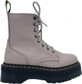 Dr. Martens Platform Enkellaarsjes met Rits - Dames - Veterlaarzen - Beige - 38 EU - Leer - Schoenen