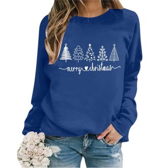 Generic Christmas Sweatshirt for Women Christmas Jumper Ladies Long Sleeve Xmas Tops Funny Colorful Graphic Xmas Jumpers Womens Casual Crewneck Oversize Sweat