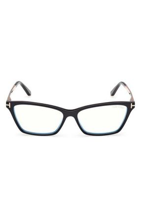 Tom Ford 56mm Butterfly Optical Glasses in Shiny Black /Black Enamel at Nordstrom