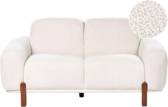 Beliani 2 Seater Sofa White Boucle Upholstery Soft Modern Organic Low Curvilinear ODNES