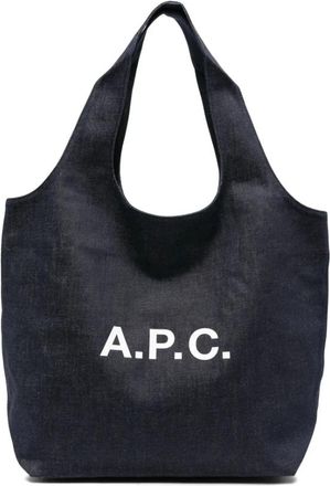 A.P.C. Indigo Blauw Katoenen Bum Bag - Heren - Shoppers - Blauw - ONE Size - Katoen - Tassen