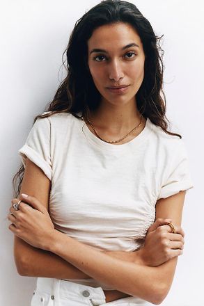 Pilcro Bennie Ruched Crew-Neck Tee by Pilcro