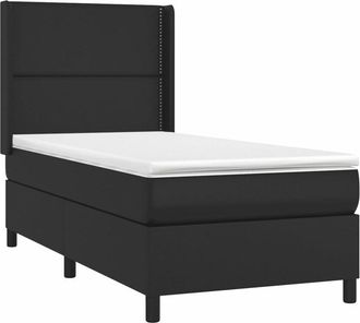 vidaXL Vidaxl - Cama Box Spring Y Colch&oacute;n Led Cuero Sint&eacute;tico Negro 90x200 Cm
