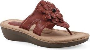 White Mountain Cashlyn Floral Mini Wedge Sandal - Wide Width Available in Red/Burnished/Smooth at Nordstrom Rack, Size 9.5