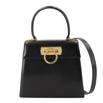 Ferragamo Pre-owned Handtas - Dames - Pre-owned - Zwart - Maat: ONE Size Leer