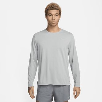 Nike Mens Miler Dri-FIT UV Long-Sleeve Running Top in Grey | FB7070-097