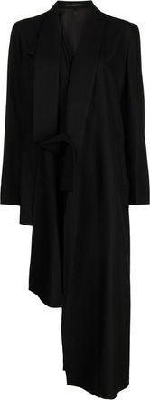 Yohji Yamamoto deconstructed asymmetric coat - women - Rayon/Wool/Cupro - 3 - Black