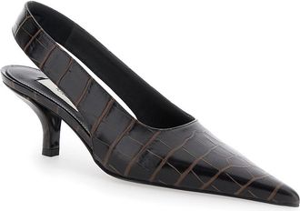 Toteme Womens Brown Slingback Pumps With Kitten Heel Cow Leather