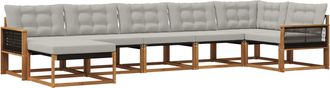 vidaXL Conjunto De Sof&aacute;s De Exterior 7 Uds. Natural Y Gris Claro Vidaxl