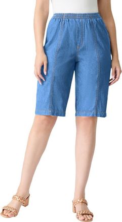 Roaman's Plus Size Easy-Wear Bermuda Short in Light Stonewash at Nordstrom, Size 32