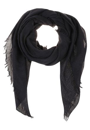 Destin Lightweight Black Scarf With Hand-Frayed Edges And Semi-Transparent Texture