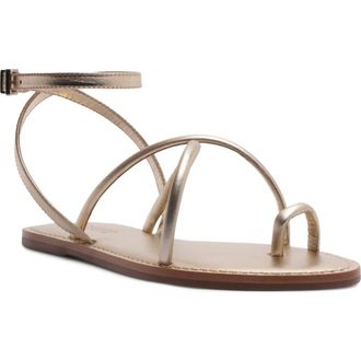 Schutz Valeria Toe Loop Ankle Strap Sandal in Prata/Platina at Nordstrom, Size 5.5