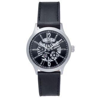 Heritor Mens Dayne Leather-Band Watch w/Date - Black Stainless Steel - One Size