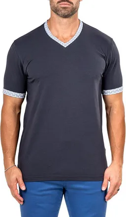 Maceoo Edison Marthyr0008 Grey Cotton V-Neck T-Shirt at Nordstrom, Size 6