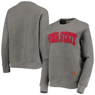 Pressbox Womens Pressbox Heather Charcoal Iowa State Cyclones Moose Quilted Pullover Sweatshirt in Heather Gray at Nordstrom, Size X-Large