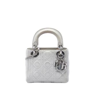 Dior Pre-owned Lady Dior Mini Bag - Dames - Pre-owned - Grijs - Maat: ONE Size Leer