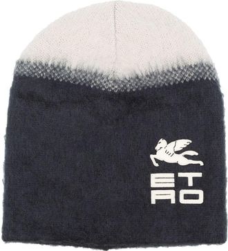 Etro logo-print virgin-wool hat - men - Acrylic/Virgin Wool/Polyamide/Mohair/Polyester - One Size - Blue
