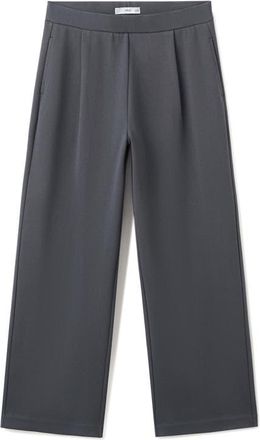Mango Pleated Straight Leg Cotton Blend Pants in Blue at Nordstrom, Size X-Small