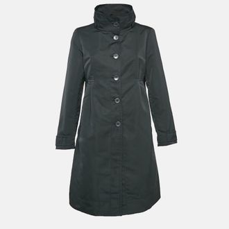Max Mara Black Synthetic Pleated Mid-Length Coat