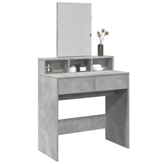 Berkfield Home Dressing Table with Mirror Concrete Grey 80x41x144.5 cm
