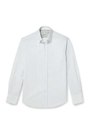 Brunello Cucinelli Button-Down Collar Striped Cotton Shirt