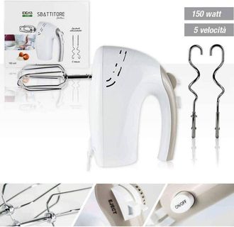 Trade Shop Trade Shop - Frusta Elettrica Sbattitore Frullatore 150w 5 Velocita Mixer Impastatore Ganci