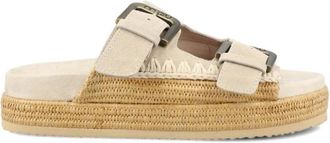 Mou Buckle Woven Sandalen - Dames - Sandalen - Beige - 39 EU - Su&egrave;de - Schoenen